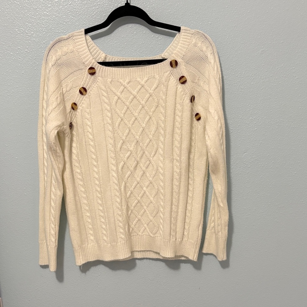 SHEIN Women's white Cable Knit Sweater